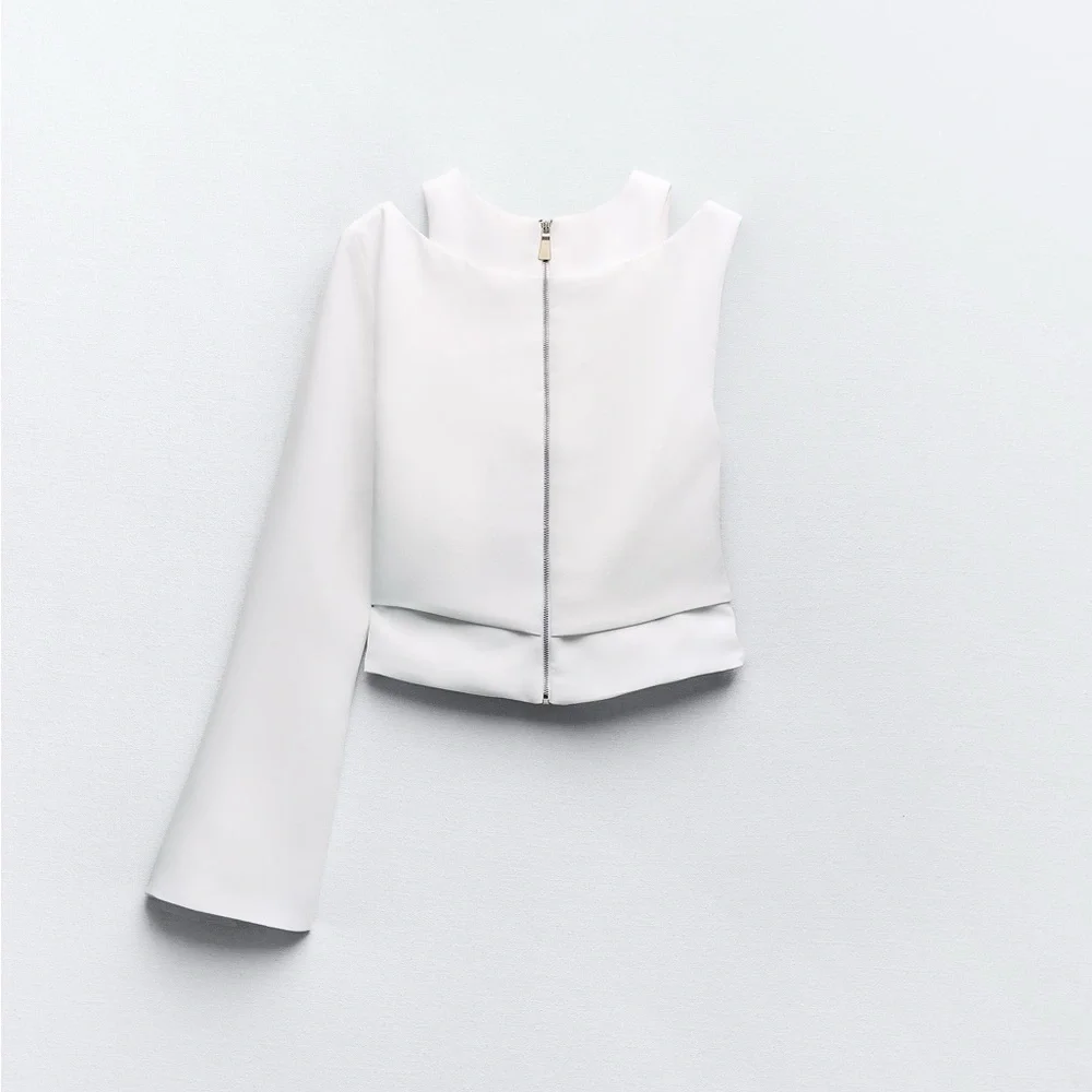 zara cut out one shoulder crop one sleeve top - Picture 4 of 4